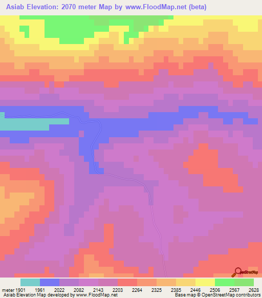 Asiab,Iran Elevation Map