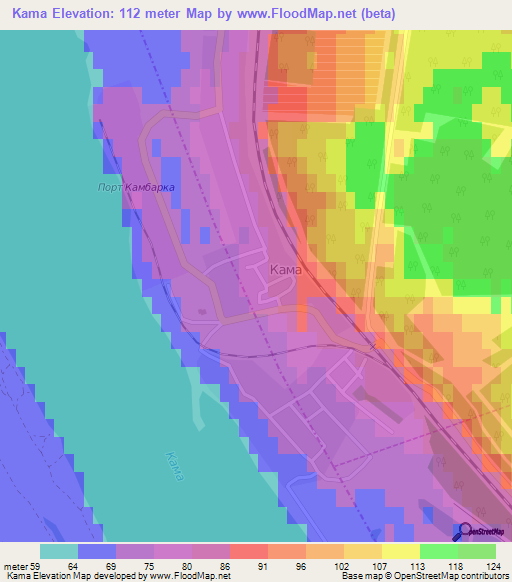 Kama,Russia Elevation Map