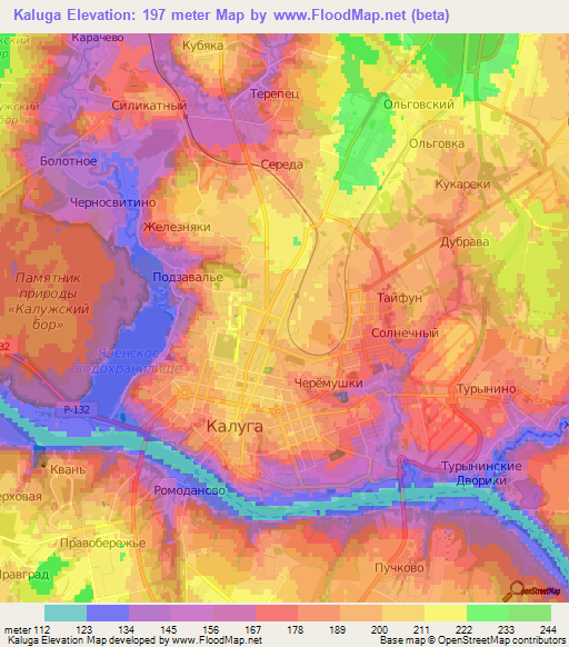 Kaluga,Russia Elevation Map