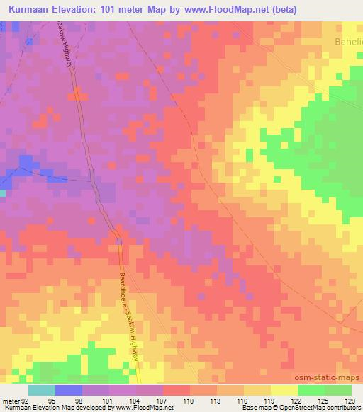 Kurmaan,Somalia Elevation Map