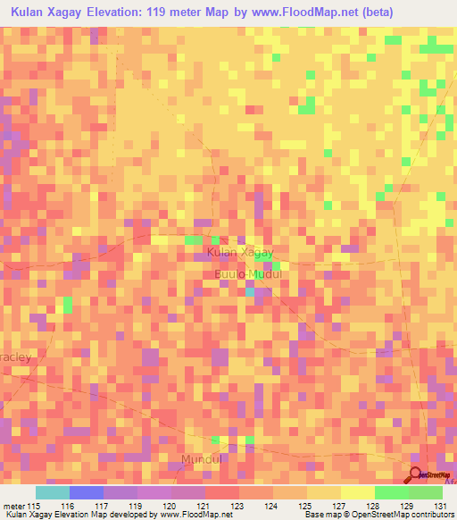 Kulan Xagay,Somalia Elevation Map