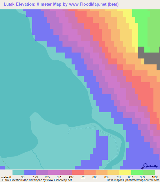 Lutak,US Elevation Map