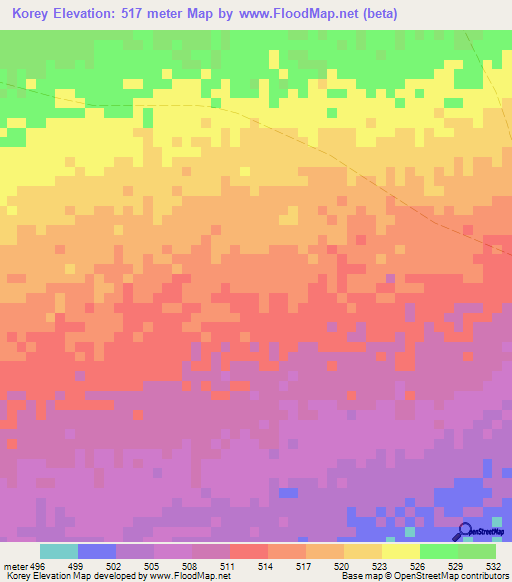 Korey,Somalia Elevation Map