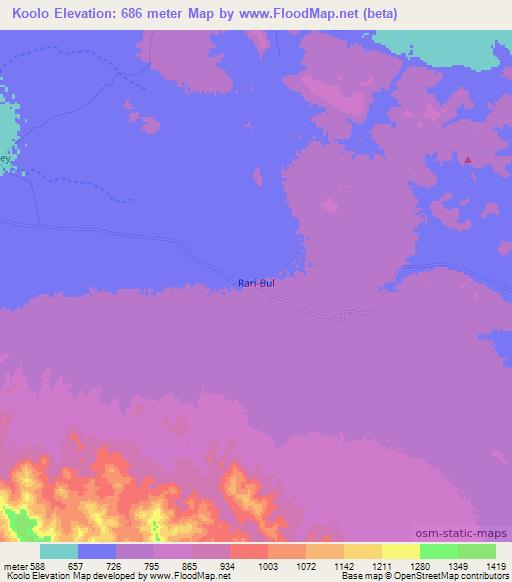 Koolo,Somalia Elevation Map