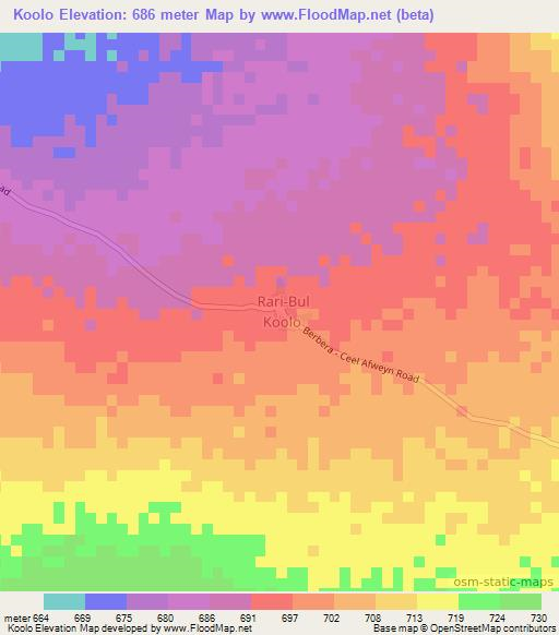 Koolo,Somalia Elevation Map