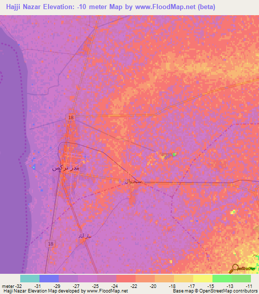 Hajji Nazar,Iran Elevation Map