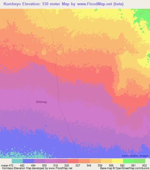 Kombeyo,Somalia Elevation Map