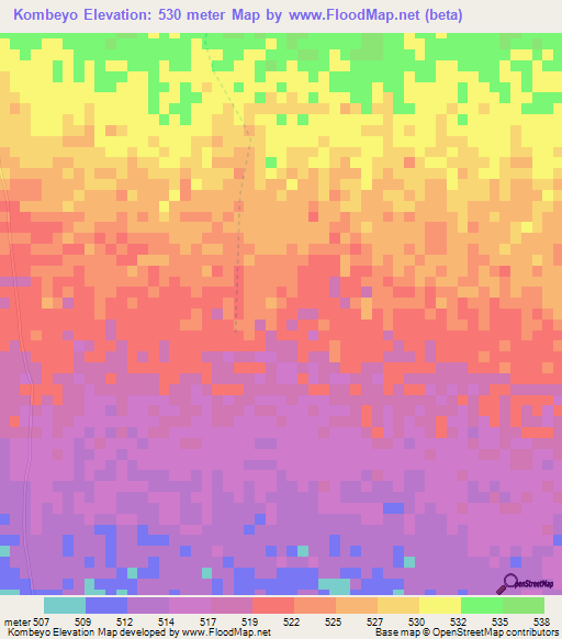 Kombeyo,Somalia Elevation Map