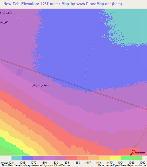 Now Deh,Iran Elevation Map