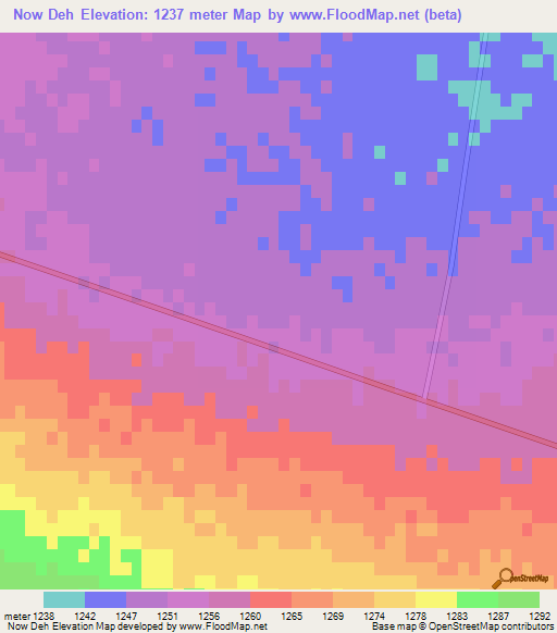 Now Deh,Iran Elevation Map