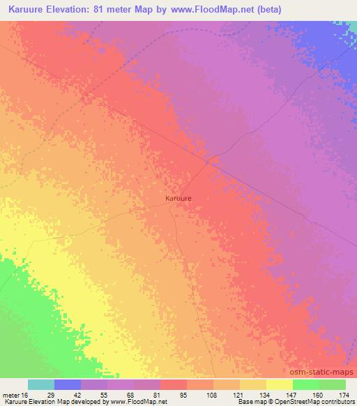 Karuure,Somalia Elevation Map