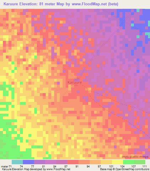Karuure,Somalia Elevation Map