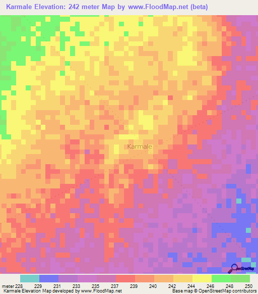 Karmale,Somalia Elevation Map
