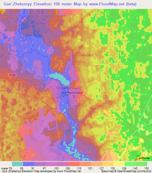 Gus'-Zheleznyy,Russia Elevation Map
