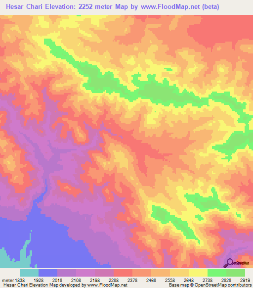 Hesar Chari,Iran Elevation Map