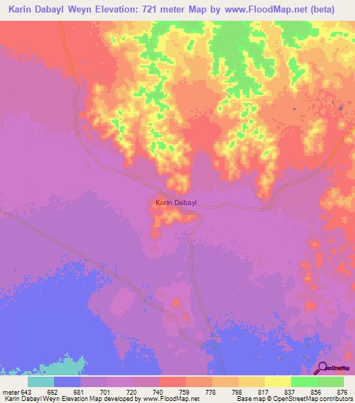 Karin Dabayl Weyn,Somalia Elevation Map