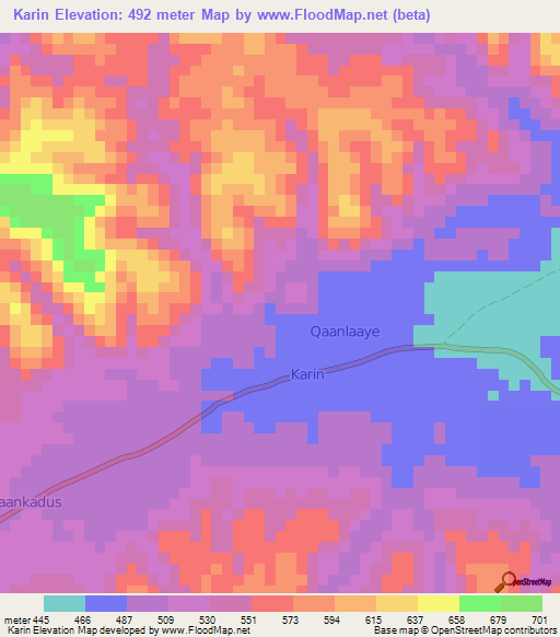 Karin,Somalia Elevation Map