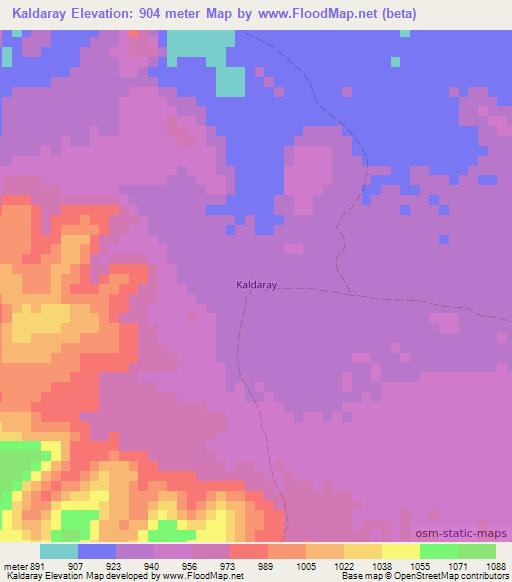 Kaldaray,Somalia Elevation Map