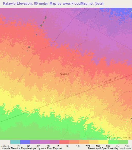 Kalawle,Somalia Elevation Map
