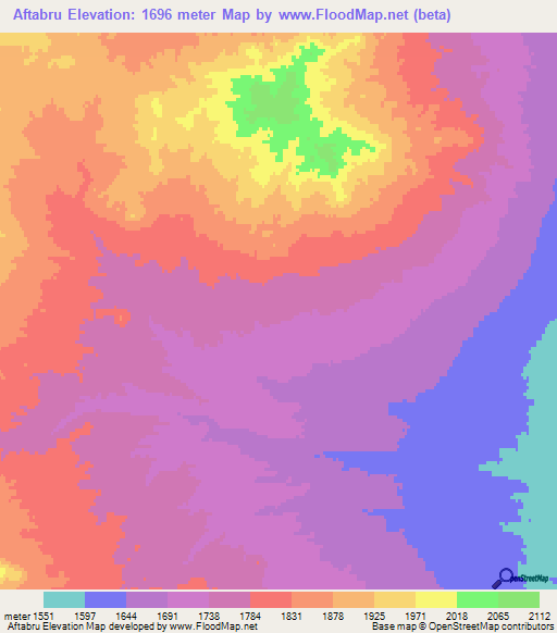 Aftabru,Iran Elevation Map