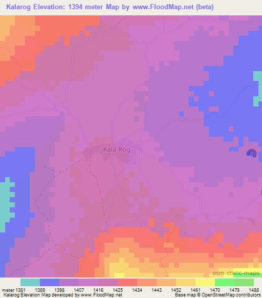 Kalarog,Somalia Elevation Map