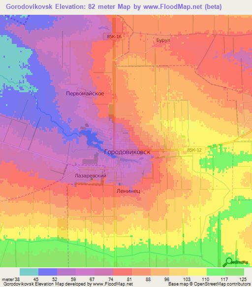 Gorodovikovsk,Russia Elevation Map