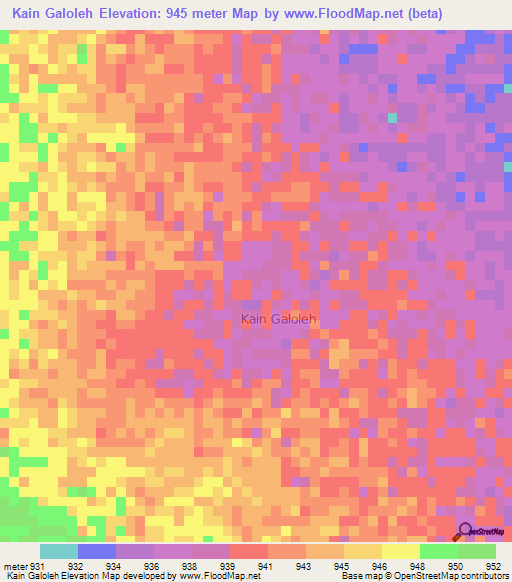 Kain Galoleh,Somalia Elevation Map