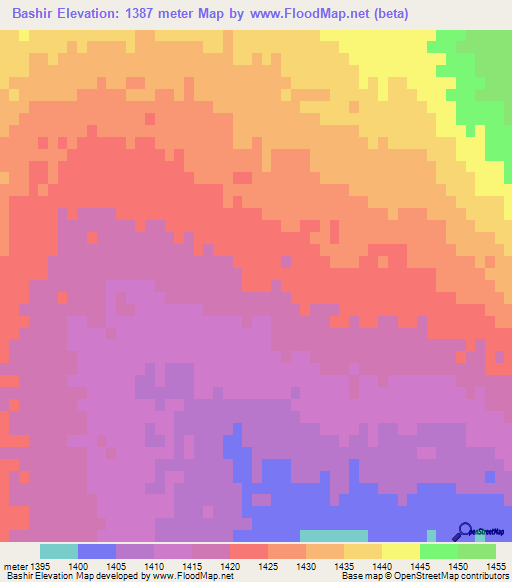 Bashir,Iran Elevation Map