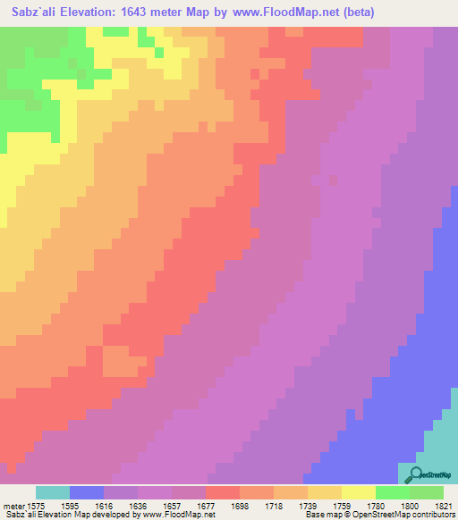 Sabz`ali,Iran Elevation Map