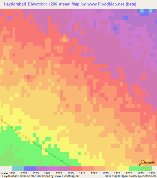 Heydarabad,Iran Elevation Map