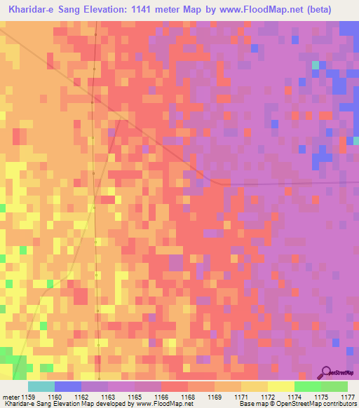 Kharidar-e Sang,Iran Elevation Map