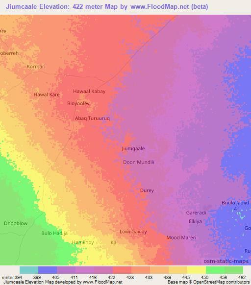 Jiumcaale,Somalia Elevation Map