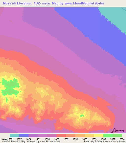 Musa`ali,Iran Elevation Map