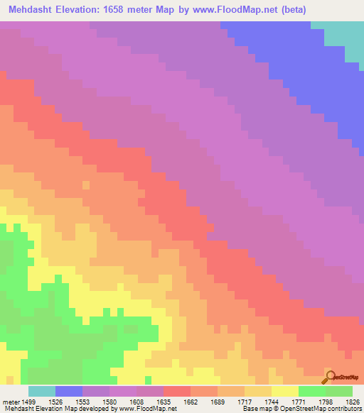 Mehdasht,Iran Elevation Map