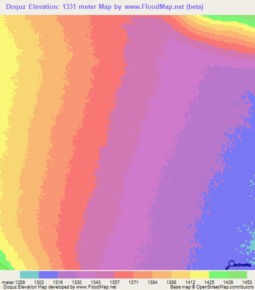 Doquz,Iran Elevation Map