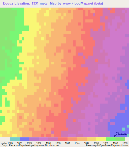 Doquz,Iran Elevation Map