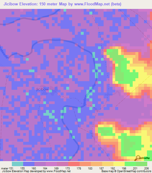 Jicibow,Somalia Elevation Map