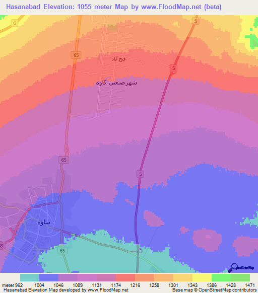 Hasanabad,Iran Elevation Map