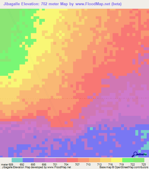 Jibagalle,Somalia Elevation Map