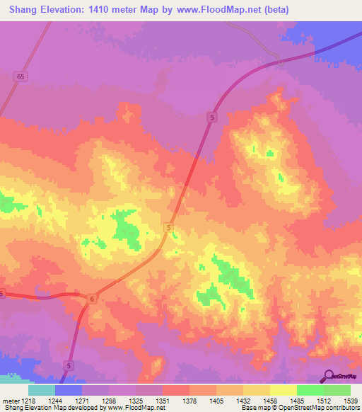 Shang,Iran Elevation Map