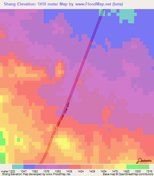 Shang,Iran Elevation Map