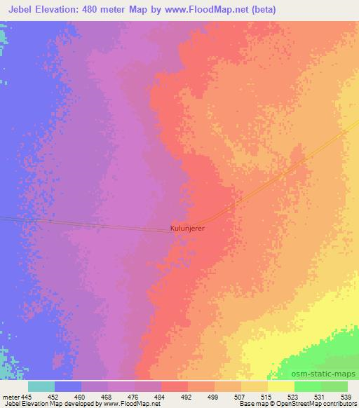 Jebel,Somalia Elevation Map