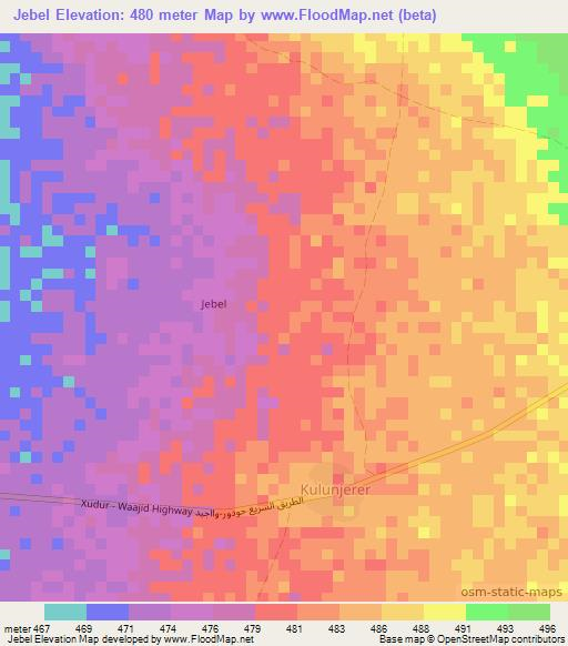 Jebel,Somalia Elevation Map