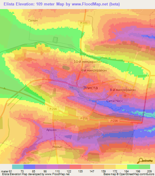 Elista,Russia Elevation Map