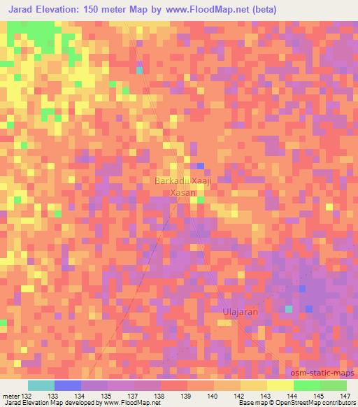 Jarad,Somalia Elevation Map