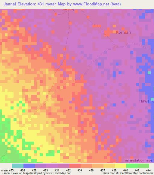 Jannai,Somalia Elevation Map