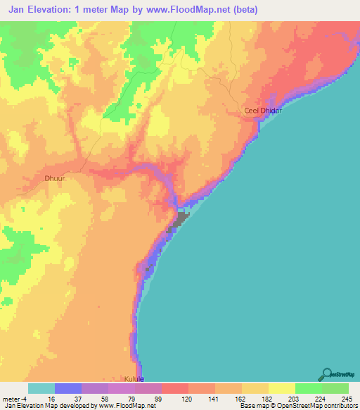 Jan,Somalia Elevation Map