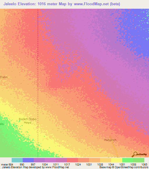 Jaleelo,Somalia Elevation Map