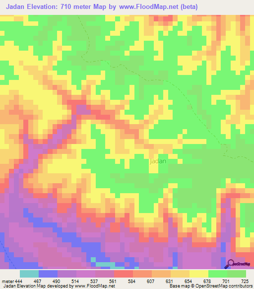 Jadan,Somalia Elevation Map