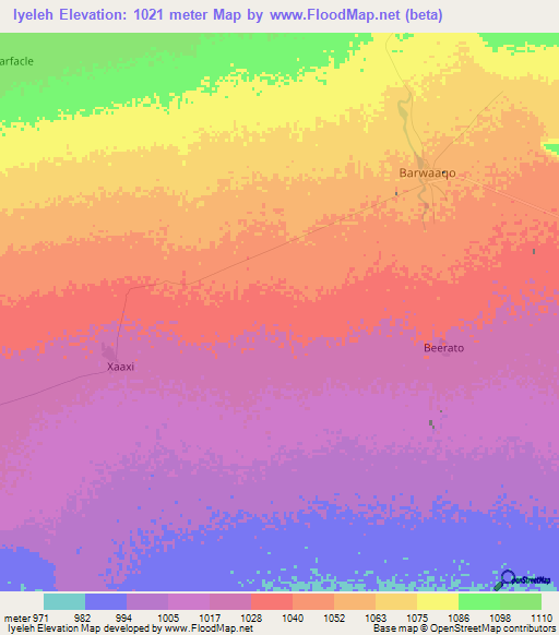 Iyeleh,Somalia Elevation Map